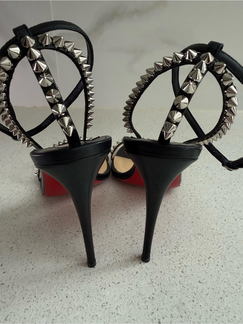 Christian Louboutin So Me Studded Black Leather Sandals Size EU 39 US 9 - Picture 3 of 8